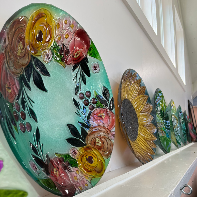 Glass birdbaths